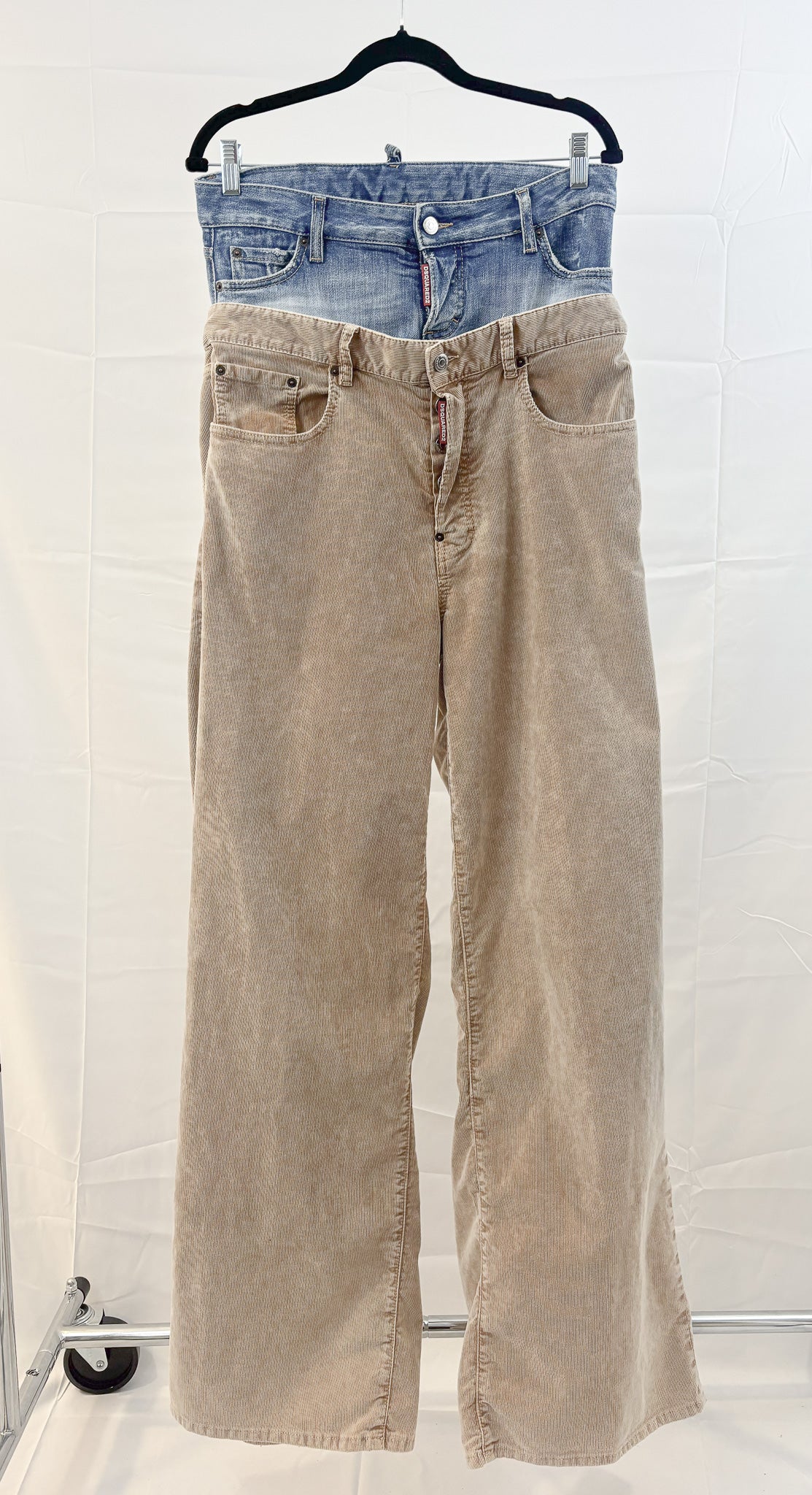 DSQUARED Wide Leg Corduroy Twin Pack Pants