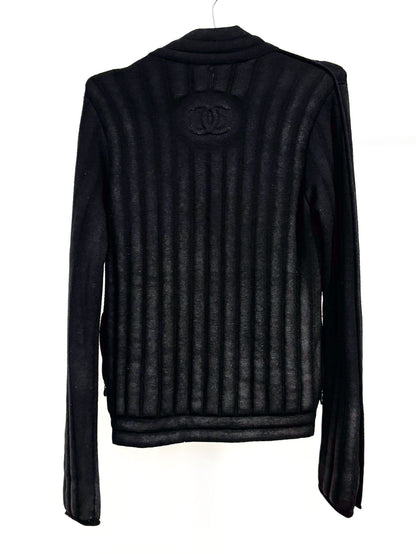 Chanel Wool CC Logo Moto Jacket