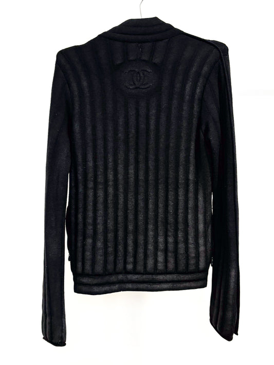 Chanel Wool CC Logo Moto Jacket