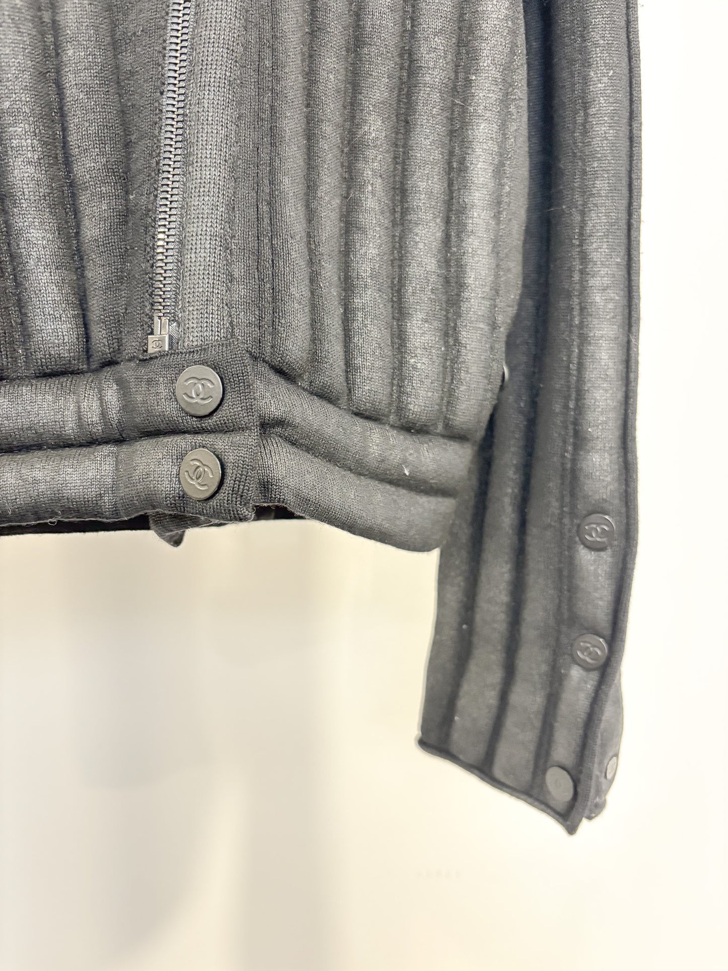 Chanel Wool CC Logo Moto Jacket