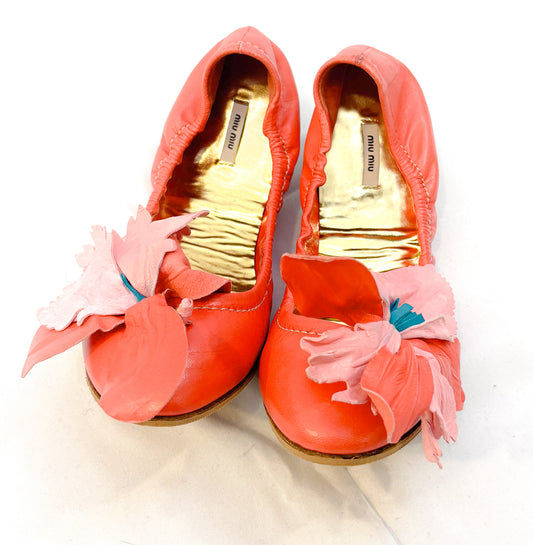 S/S 2016 Miu Miu Floral - Applique Ballet Flats